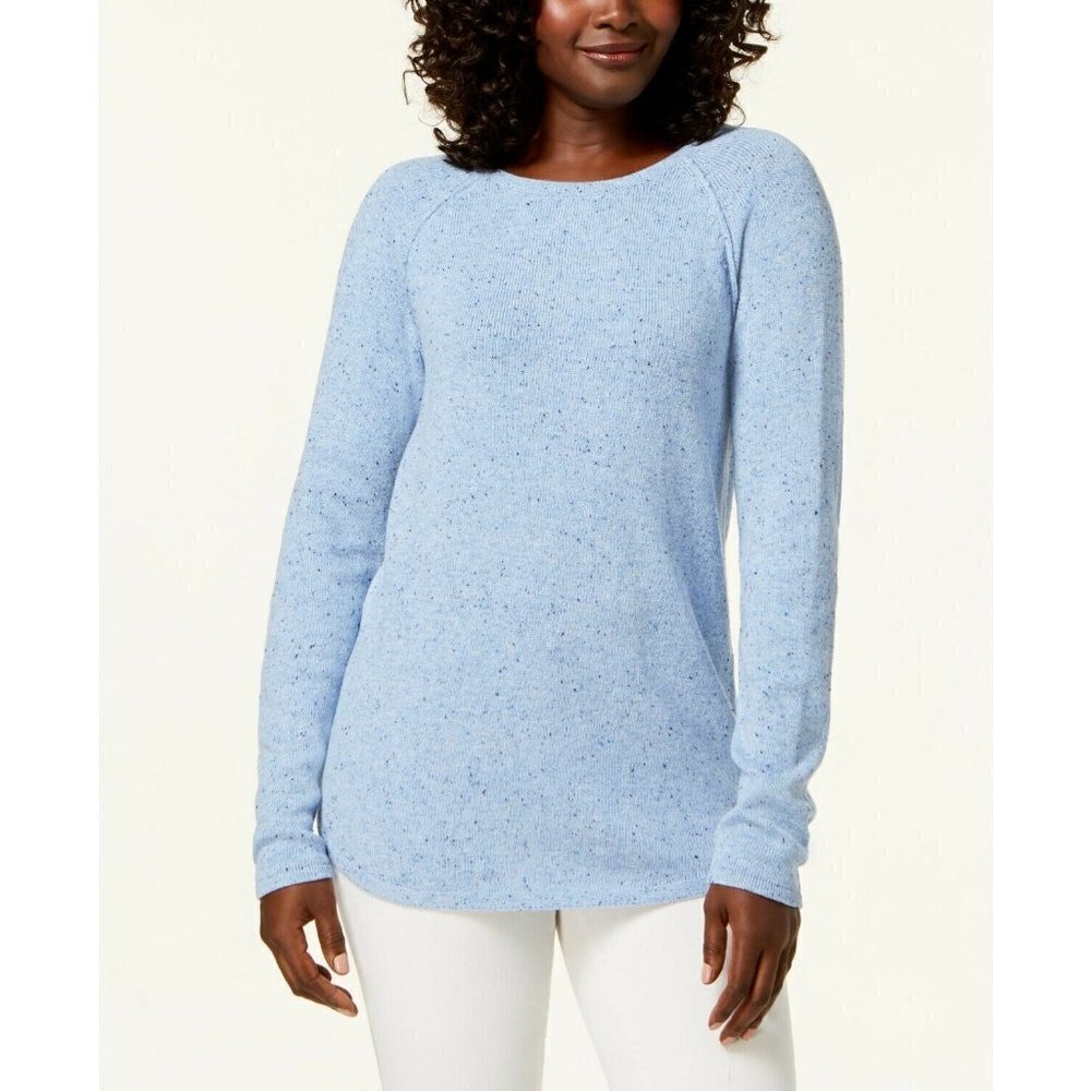 Karen Scott Petite Textured Curved-Hem Sweater 692
